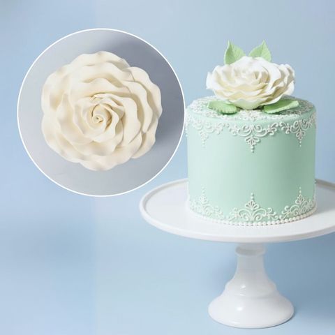 ROSE DAMASK WHITE LARGE | SUGAR FLOWER | 1 PIECE