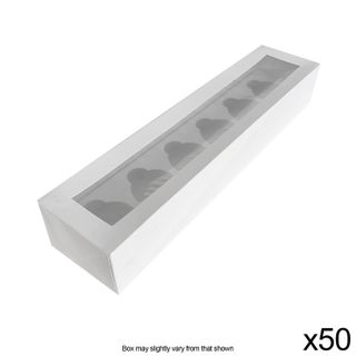 DISPLAY WINDOW CUPCAKE BOX | 6 HOLES (1X6) | 3 INCH HIGH | BULK PACK 50