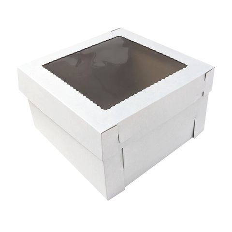 14X14X8 INCH CAKE BOX & LID WITH WINDOW | CORRUGATED