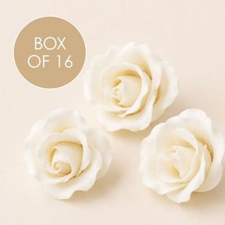 SINGLE ROSE MEDIUM WHITE | SUGAR FLOWERS | BOX OF 16