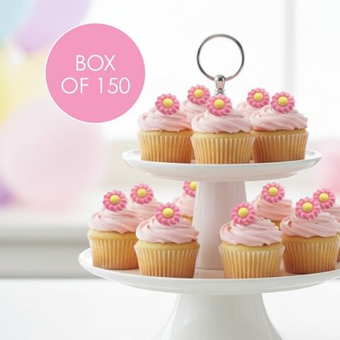 DAISY SWIRL SUGAR FLOWERS PINK | BOX OF 150
