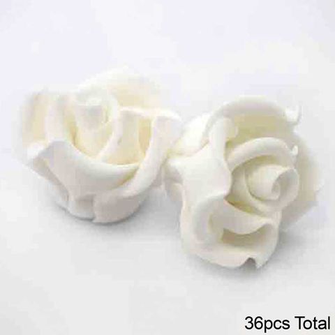MEDIUM CLASSIC ROSE WHITE | SUGAR FLOWERS | BOX OF 36