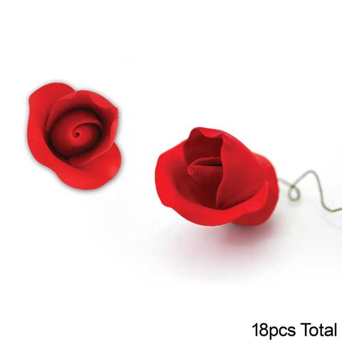 SINGLE ROSE SMALL RED | SUGAR FLOWERS | BOX OF 18