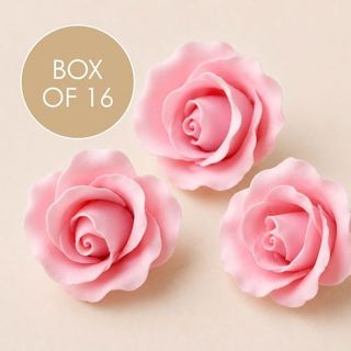 SINGLE ROSE MEDIUM PINK | SUGAR FLOWERS | BOX OF 16