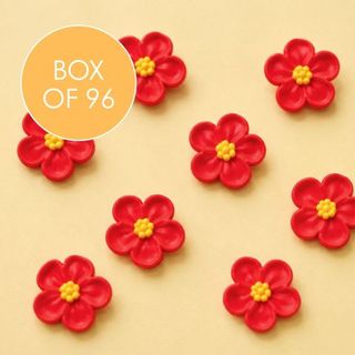 LARGE 5 PETAL SUGAR FLOWERS RED | BOX OF 96