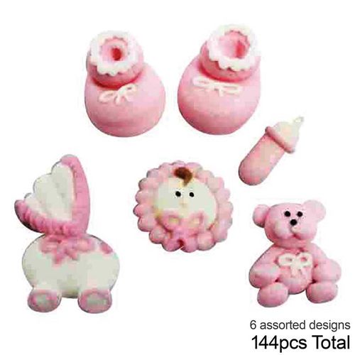 CHRISTENING ASSORTMENT BABY PINK | SUGAR DECORATIONS | BOX OF 144