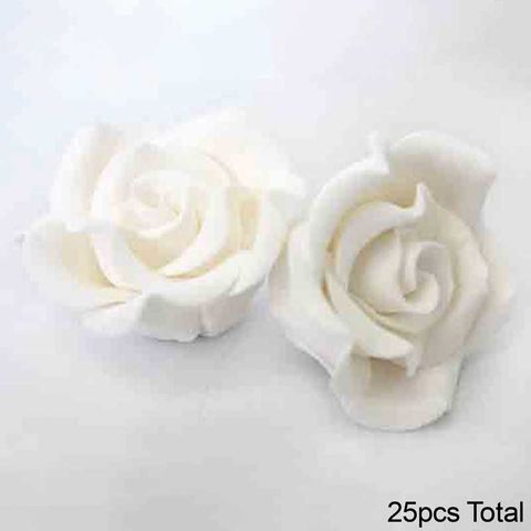 LARGE CLASSIC ROSE WHITE | SUGAR FLOWERS | BOX OF 25