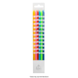 WISH | TALL BRIGHT CANDLE WITH STRIPES | 12 CANDLES