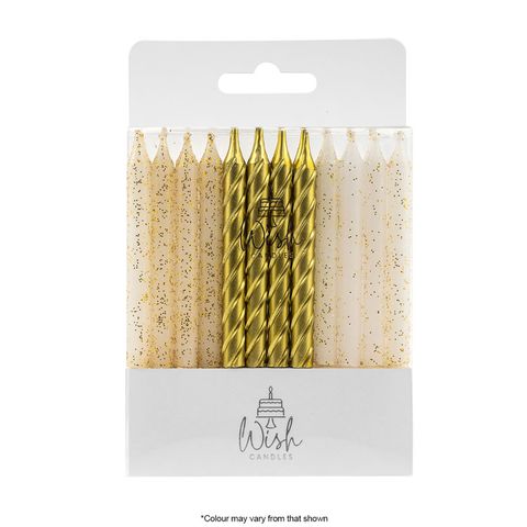 WISH | SPIRAL MIX | GOLD | 24 CANDLES