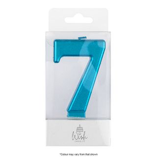 WISH | NUMBER 7 | BLUE METALLIC CANDLE