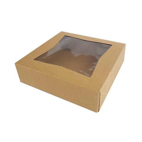 9X9X2.5 INCH CAKE BOX | KRAFT DISPLAY | TOP WINDOW