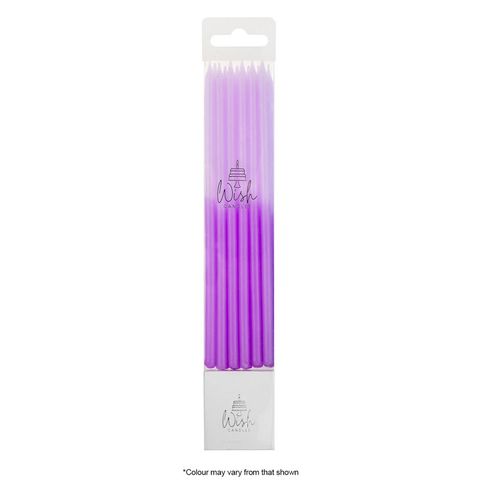 WISH | 12CM BLOCK COLOUR CANDLES | LILAC | 12 CANDLES