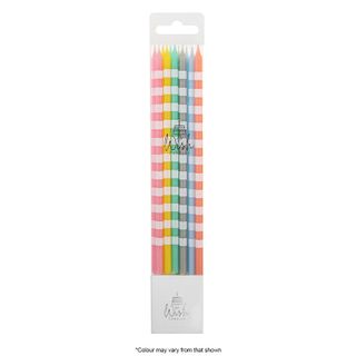 WISH | TALL PASTEL CANDLE WITH STRIPES | 12 CANDLES