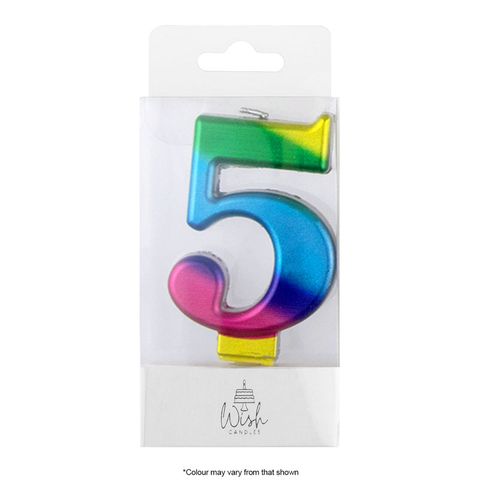 WISH | NUMBER 5 | RAINBOW GOLD METALLIC CANDLE