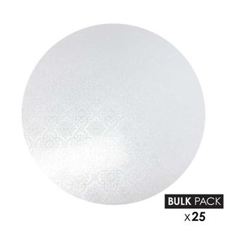 BULK CAKE BOARD | WHITE | 12 INCH | ROUND | MDF | 6MM THICK | BULK PACK 25