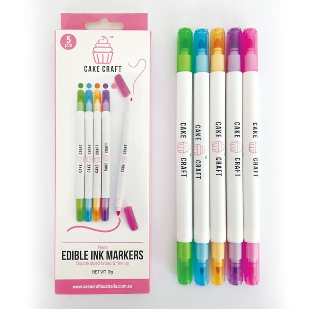 CAKE CRAFT EDIBLE INK MARKERS NEON COLOURS 5 PACK