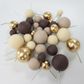 BROWN, CREAM, GOLD | DECO FOAM BALL TOPPER | 32 PC SET