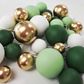 GREEN, WHITE, GOLD | DECO FOAM BALL TOPPER | 32 PC SET