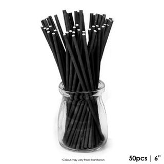 CAKE CRAFT | 6 INCH LOLLIPOP STICKS | BLACK | PACK OF 50