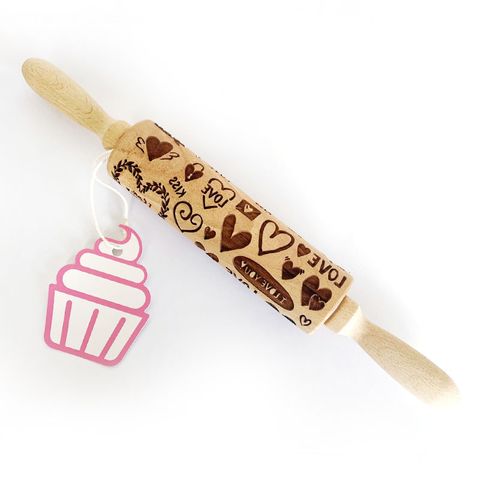 LOVE HEARTS | WOODEN ROLLING PIN