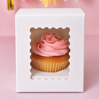 CAKE CRAFT | WHITE | 1 HOLE CUPCAKE BOX | RETAIL PACK