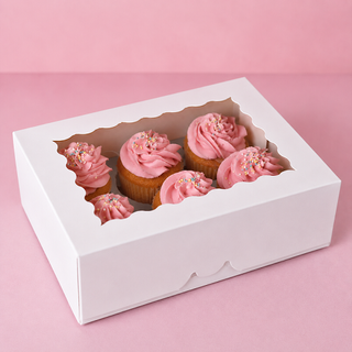 CAKE CRAFT | WHITE | 6 HOLE CUPCAKE BOX | RETAIL PACK