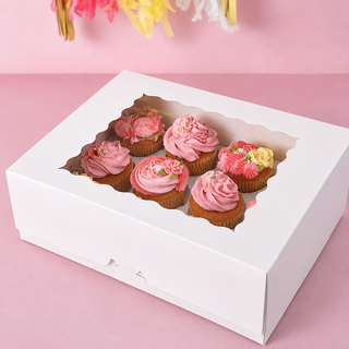 CAKE CRAFT | WHITE | 12 HOLE CUPCAKE BOX | RETAIL PACK