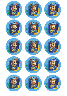 DONUT KING ONLY - PAW PATROL - CHASE (BLUE) EDIBLE CUPCAKE IMAGE