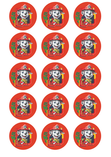 DONUT KING ONLY - PAW PATROL - MARSHALL (RED) EDIBLE CUPCAKE IMAGE