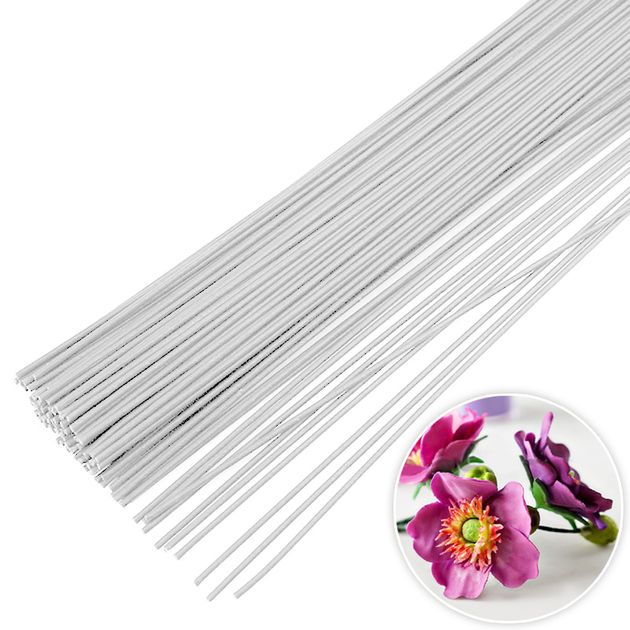 FLOWER WIRE 24 GAUGE WHITE 50 PIECES