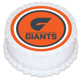 AFL GREATER WESTERN SYDNEY GIANTS ROUND EDIBLE ICING IMAGE - 6.3 INCH / 16CM