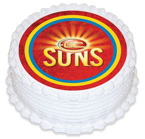 AFL GOLD COAST SUNS ROUND EDIBLE ICING IMAGE - 6.3 INCH / 16CM