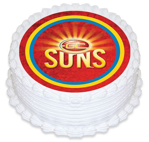 AFL GOLD COAST SUNS ROUND EDIBLE ICING IMAGE - 6.3 INCH / 16CM