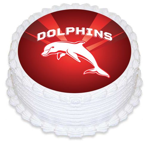 NRL DOLPHINS ROUND EDIBLE ICING IMAGE - 6.3 INCH / 16CM