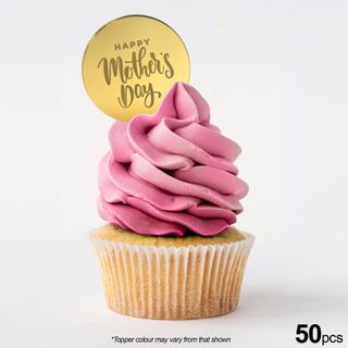 HAPPY MOTHER'S DAY ROUND | GOLD | MIRROR TOPPER | 50 PACK