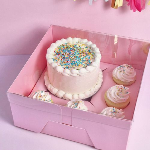 CAKE CRAFT | CLEAR LID | PINK BENTO 5 HOLE CUPCAKE AND CAKE BOX | RETAIL PACK
