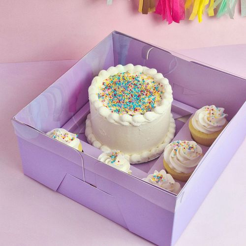 CAKE CRAFT | CLEAR LID | LILAC BENTO 5 HOLE CUPCAKE AND CAKE BOX | RETAIL PACK