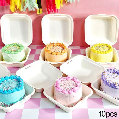 CAKE CRAFT | BIODEGRADABLE BENTO CAKE BOX | 6 X 6 X 3 INCH | 10 PIECES