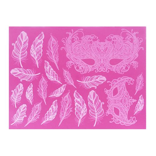 3D FEATHERS AND LEAF SILICONE LACE MAT