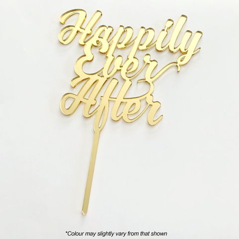 HAPPILY EVER AFTER GOLD MIRROR ACRYLIC CAKE TOPPER