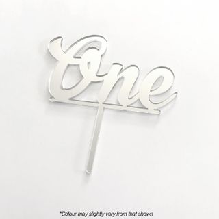 NUMBER ONE SILVER MIRROR ACRYLIC CAKE TOPPER