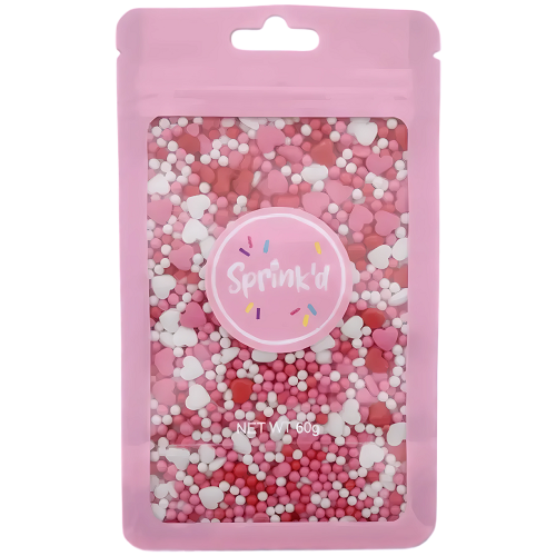 SPRINK'D | PINK/RED/WHITE MIX | HEARTS/2MM SUGAR BALLS | 60G