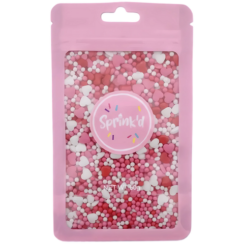 SPRINK'D | PINK/RED/WHITE MIX | HEARTS/2MM SUGAR BALLS | 60G
