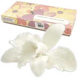 CATLEYA ORCHID WHITE SMALL (25) - SUGAR FLOWERS