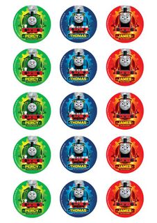 THOMAS THE TANK ENGINE - 2 INCH/5CM CUPCAKE IMAGE SHEET - 15 PER SHEET