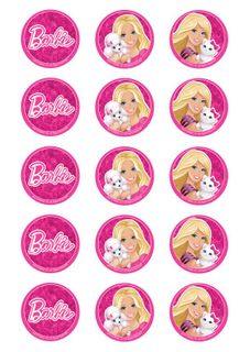 BARBIE - 2 INCH/5CM CUPCAKE IMAGE SHEET - 15 PER SHEET