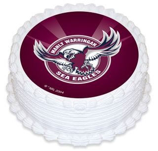NRL MANLY SEA EAGLES ROUND EDIBLE ICING IMAGE - 6.3 INCH / 16CM