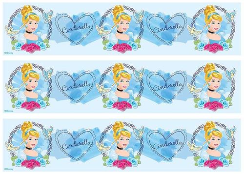 DISNEY PRINCESS - CINDERELLA CAKE STRIPS A4 EDIBLE IMAGE