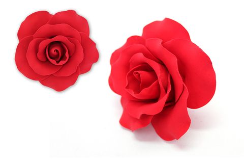 SINGLE ROSE LARGE RED (9) - SUGAR FLOWERS