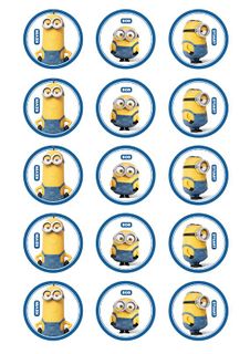 MINIONS 2 INCH/5CM CUPCAKE IMAGE SHEET - 15 PER SHEET